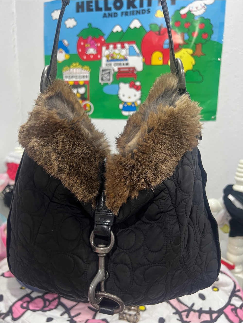 Vintage 2005 Coach Quilted Monogram Soho With Rabbit Fur Lining Fair Condition!!